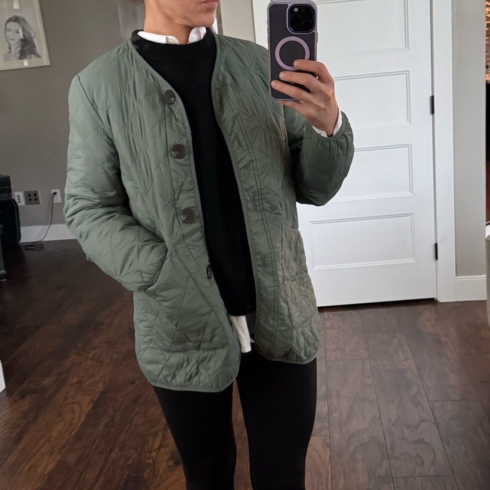 Green quilted jacket coat women’s XS S